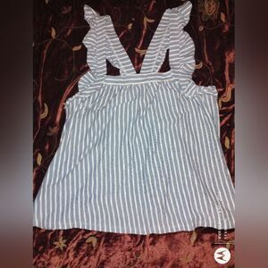 Blue and White Striped Sleeveless Top
